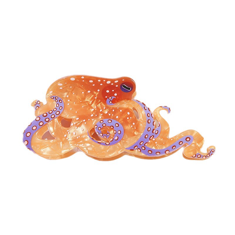TEMU 1pc Summer Ocean-style Iridescent Octopus Claw Clip, Suitable For Pairing With Beach, Pool, Island Travel, And Seaside Photos. Beach Vacations,