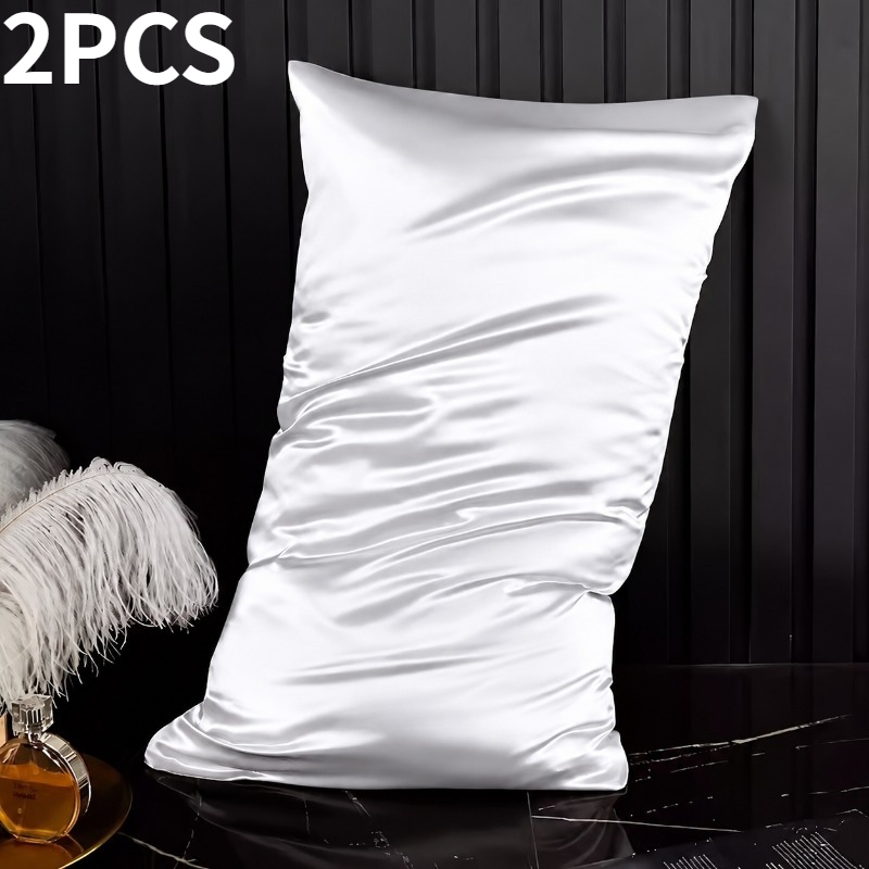 TEMU 2pcs 100% Silk Pillowcases - 48x74cm - Hand Wash - 19 Mm - Envelope Closure - Bed Pillow Cover