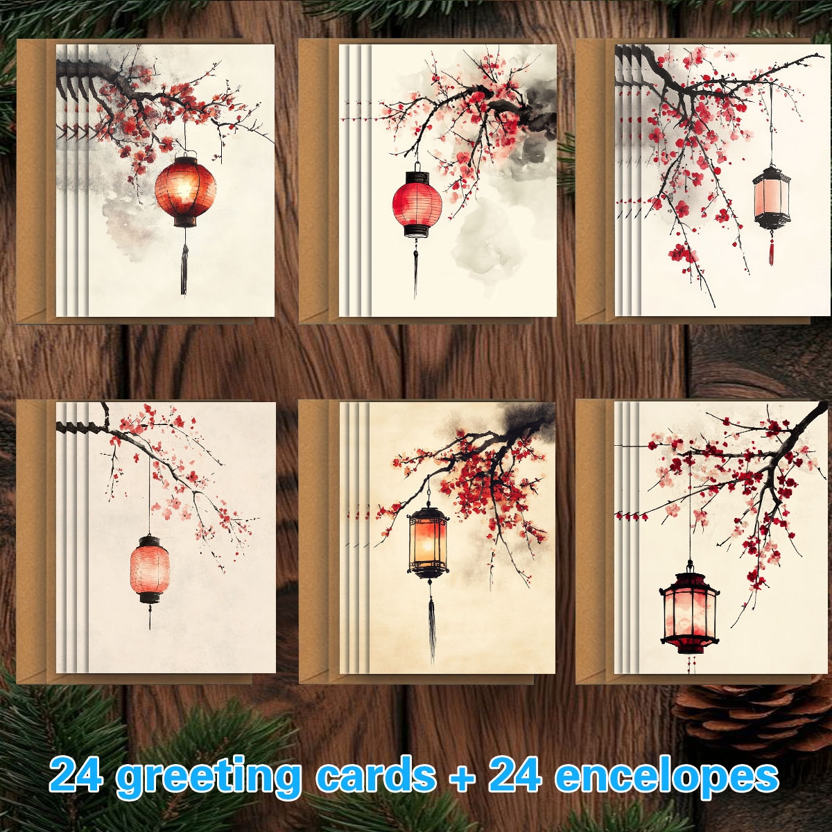 TEMU 1 Set/12pcs/24pcs/48pcs Cartes de vœux de festival, Cartes de vœux de Noël, Cartes de vœux d'anniversaire, Cartes de vœux de Saint-Valentin