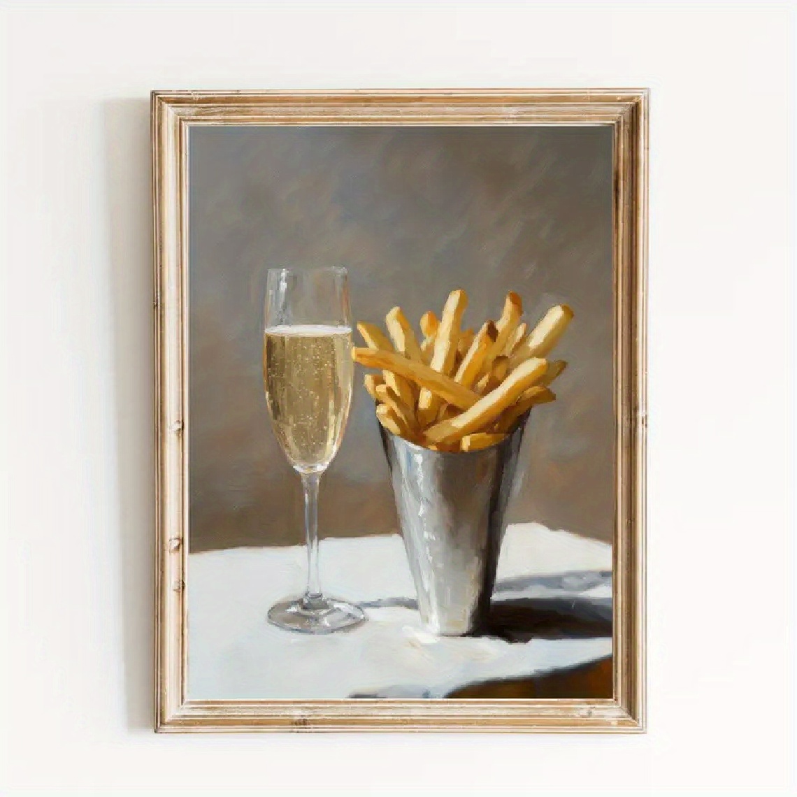 TEMU 2d Flat, 2d Flat, 1pc Wall Decor Featuring A Vintage Poster Of A And Bar Cart, A And Whimsical Canvas Painting Ideal For Restaurant Decor,