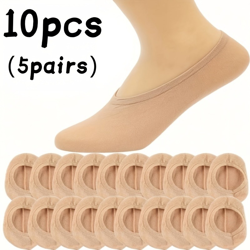TEMU 10pcs (5 Pairs) Women's Soft Breathable Socks, High Elastic Socks, Crew Socks, Soft, Stretchy, Comfortable & Breathable Socks. Simple And Comfy