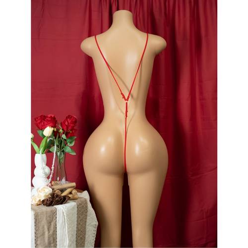 black and red knots the beauty red lips bikini one piece swimsuit is seductive dating inner wear with sensual atmosphere exquisite pattern semi transparent see through style masquera