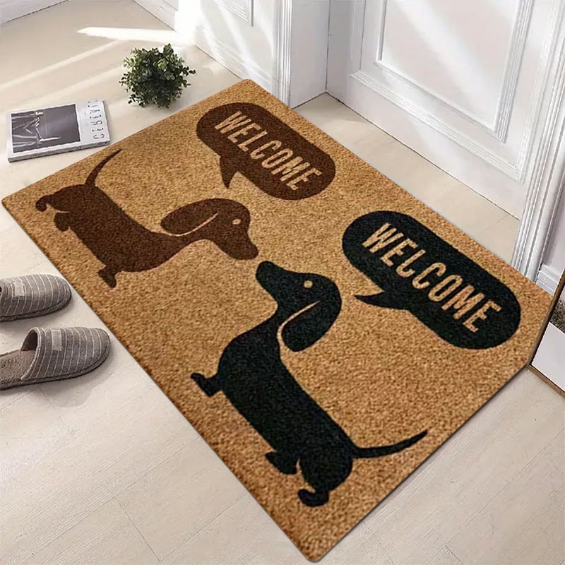 TEMU 1pc Dachshund Dog Carpet - Cute Dachshund Puppy & Patterns, Soft Non-slip Indoor Mat Suitable For Bedroom, Living Room, Kitchen, Bathroom,