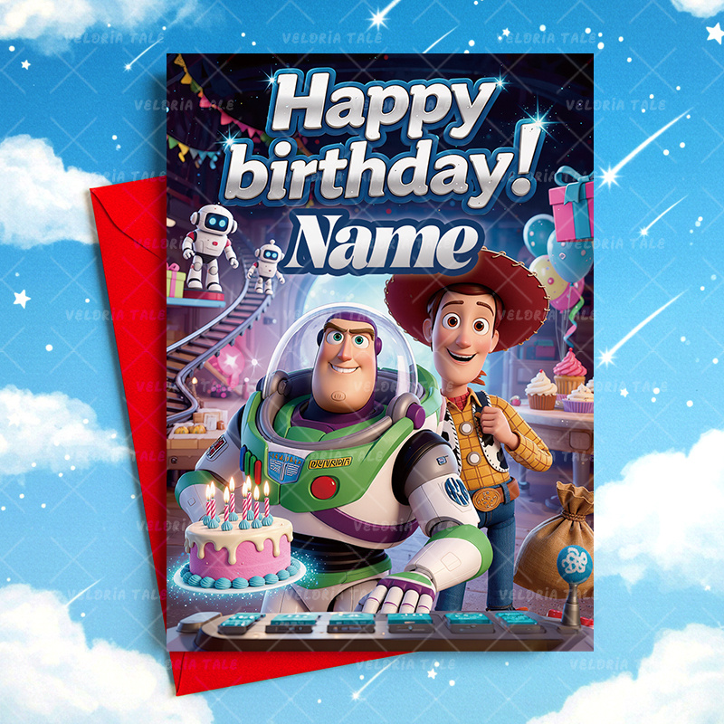 TEMU Birthday Greeting Card, Dz58, Toy Story And Greeting Card, Includes Envelope, Small Business Supplies, Celebration Supplies, Suitable For