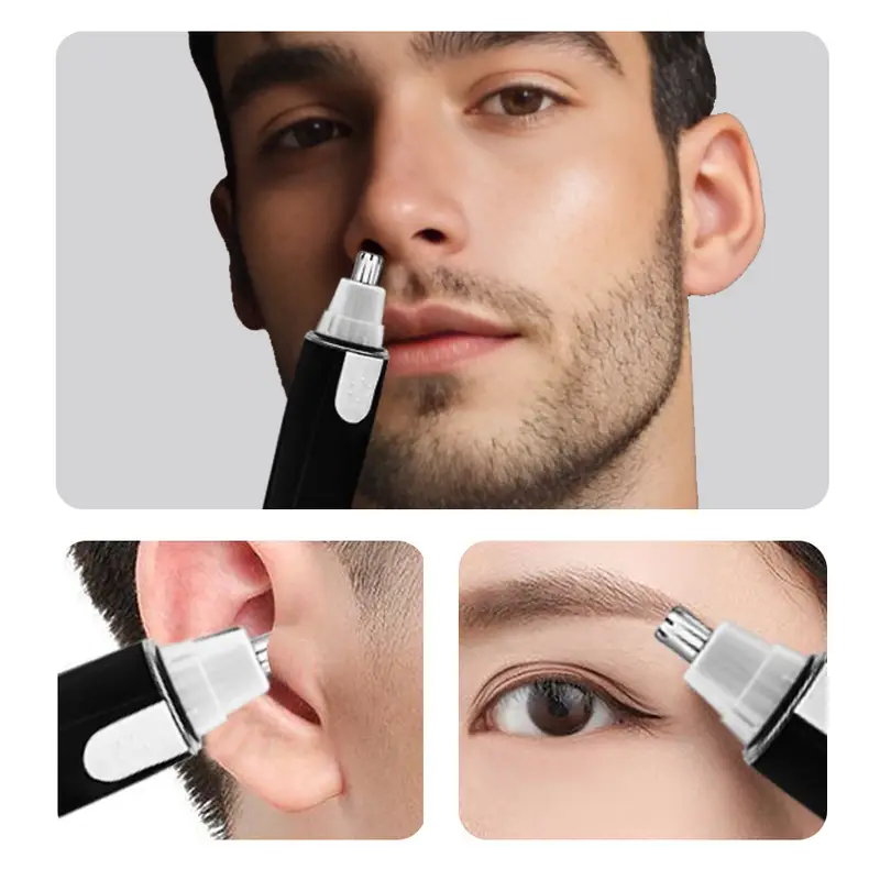 2 1 electric nose ear hair trimmer for men women battery powered detachable portable design with golden accent blades multi purpose facial hair trimmer for eyebrows face hair storage case Product details 3