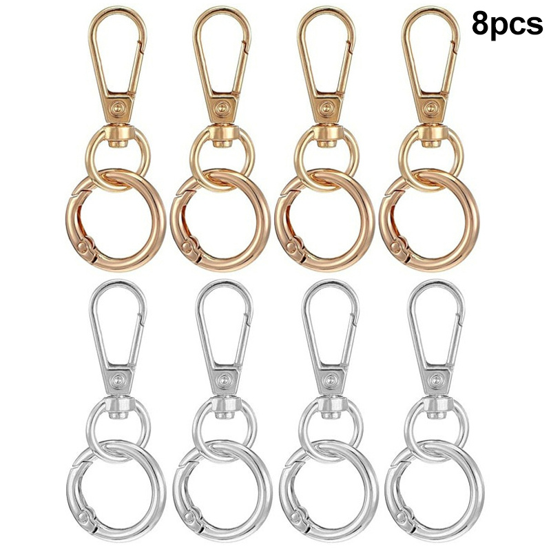 TEMU 8 piezas de cierres de langosta giratorios de metal con llaveros de , ganchos de con redonda para llavero, monería de bolso de bolsa, clips de