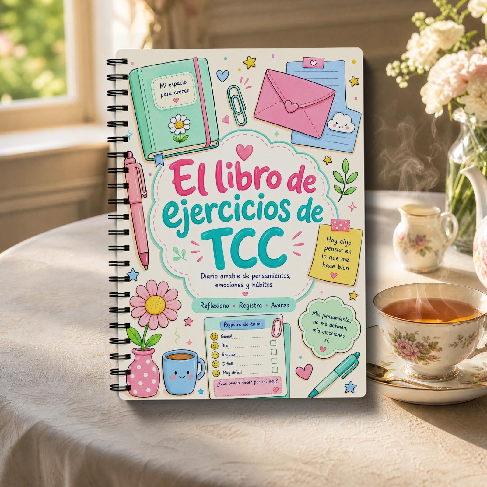 TEMU Diario CBT versión en español, relajación -conductual, notas de mindfulness DBT, reflexión en ACT, notas sobre el estrés, para piensan , páginas