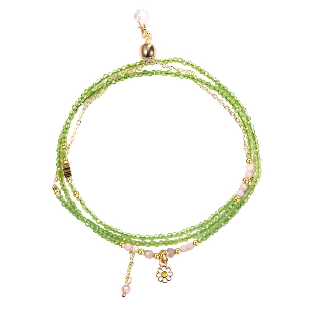Jewelrywe Women's Natural Peridot Stone Bracelet - Adjustable Stretch Wrap With Natural Beads, Boho- Jewelry For Summer Beach Wear, Elegant Gift For Christmas & Daily Accessory (natural Stone Beads)