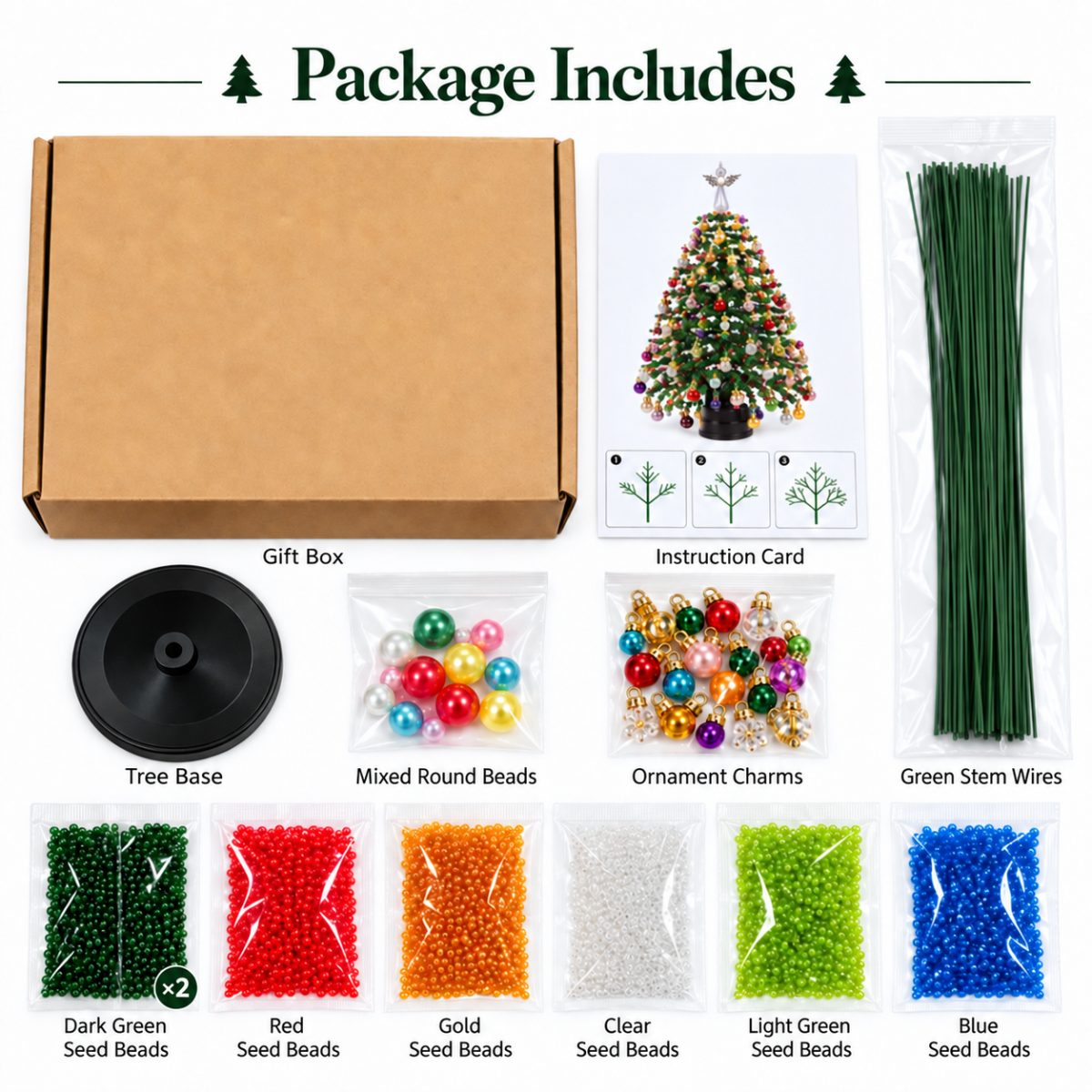 TEMU 1pc Handmade Diy Beaded Mini Christmas Tree Decoration Kit, Colorful Beaded Desktop Christmas Tree Craft Set, Includes Base, Beads, Hanging