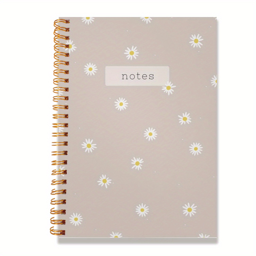 1pc Trendy Personalized Journal Hardcover Spiral Notebook, Brown Background Daisy Notes Monogrammed Gifts For Women Teen Girl, College Ruled Hardcover Spiral Notebook 5.5 X 8.3 Inches With 50 Pages