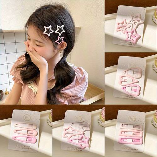 16pcs set of lovely bb clips in cherry colors featuring and heart designs small hair accessories with hair blocks and clips are perfect for daily wear