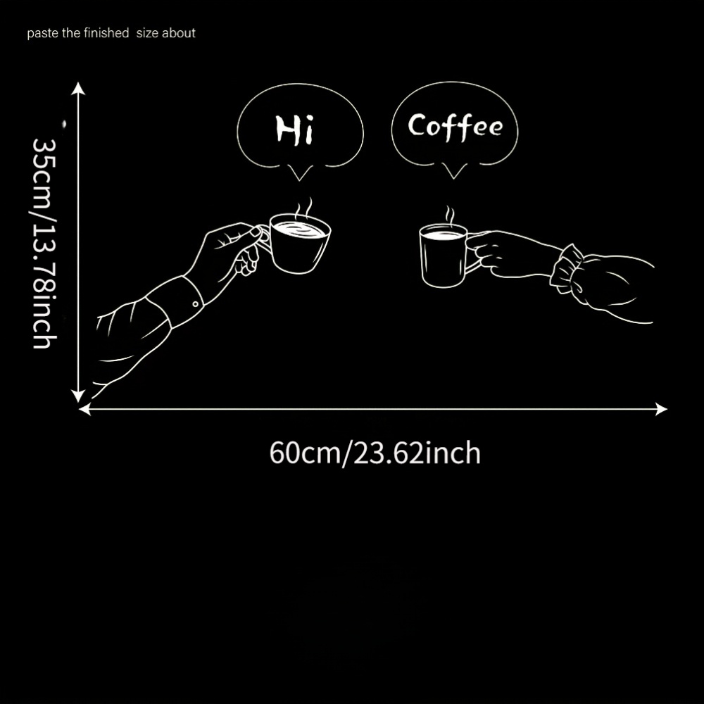 TEMU 1pc Modern Cafe Window Sticker - Static Cling Decoration With "hi!" And Coffee Cup Design, Residue-free Removable Pet Material, Suitable For