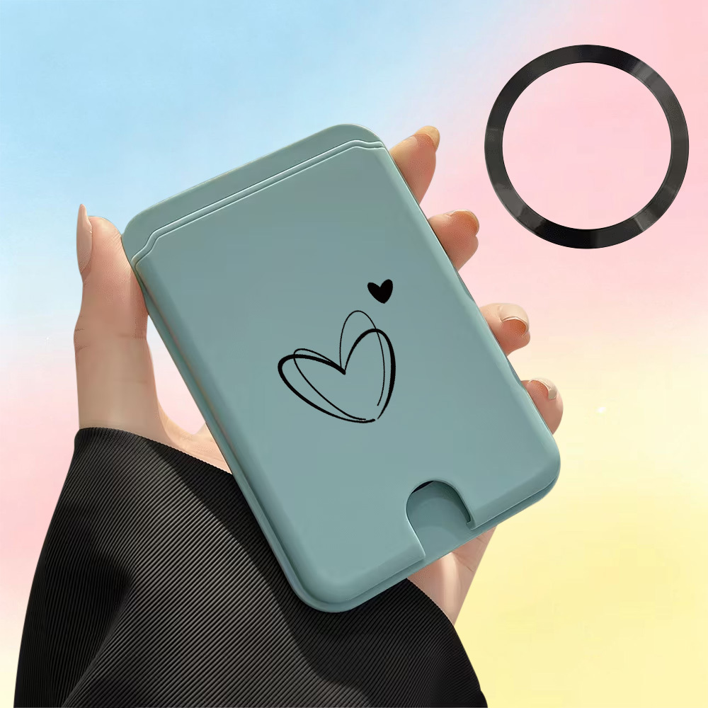 TEMU 2pcs Mixed Set: Phone Card Holder + Enhanced Magnetic . Phone Card Holder With A Simple Heart Pattern. Magnetic Card Holder "funas Para"
