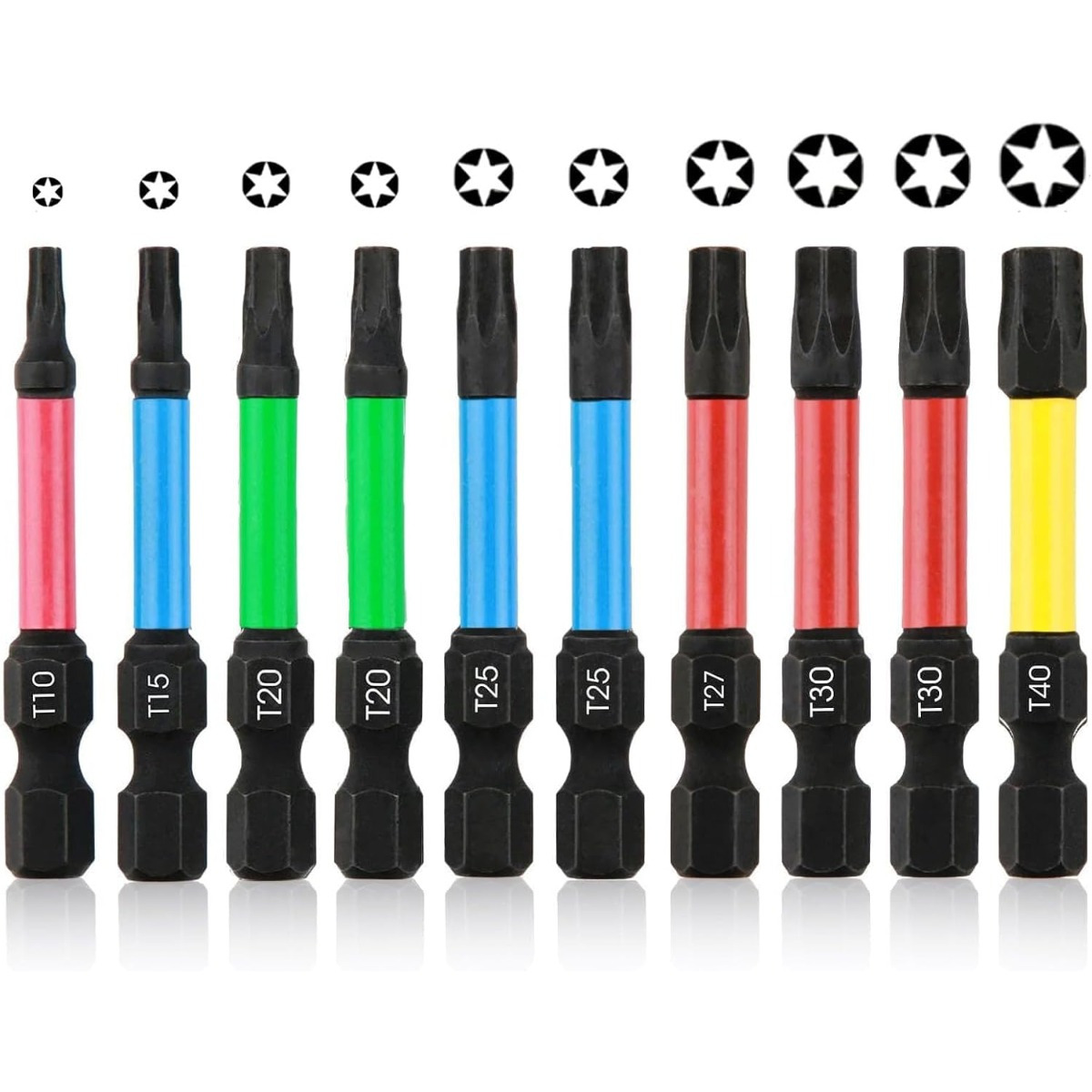 TEMU 10pcs Magnetic Torx Screwdriver Bit Set, 50mm, S2 Steel, Star Bits With 1/4