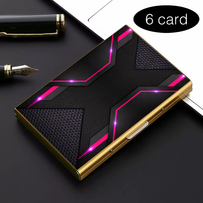 TEMU Porta carte portafoglio da 1 pezzo gamma in acciaio inossidabile antifurto RFID con stampa 2D, texture , elegante portafoglio in metallo con