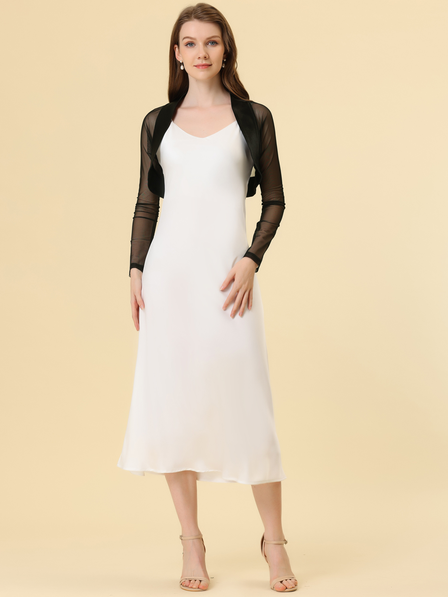 Elegant Wedding Bolero with an Open Front, Made of Satin * Evening Dresses