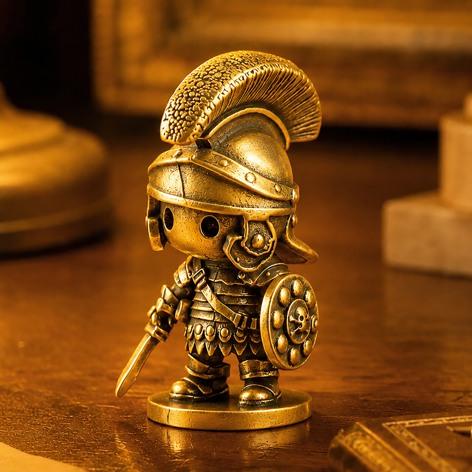 TEMU 100% Solid Brass Retro Desktop Decor, Cute Chubby Soldier Collectible Figurines, And , Handcrafted For Office Desk, Home Shelf And Living Room