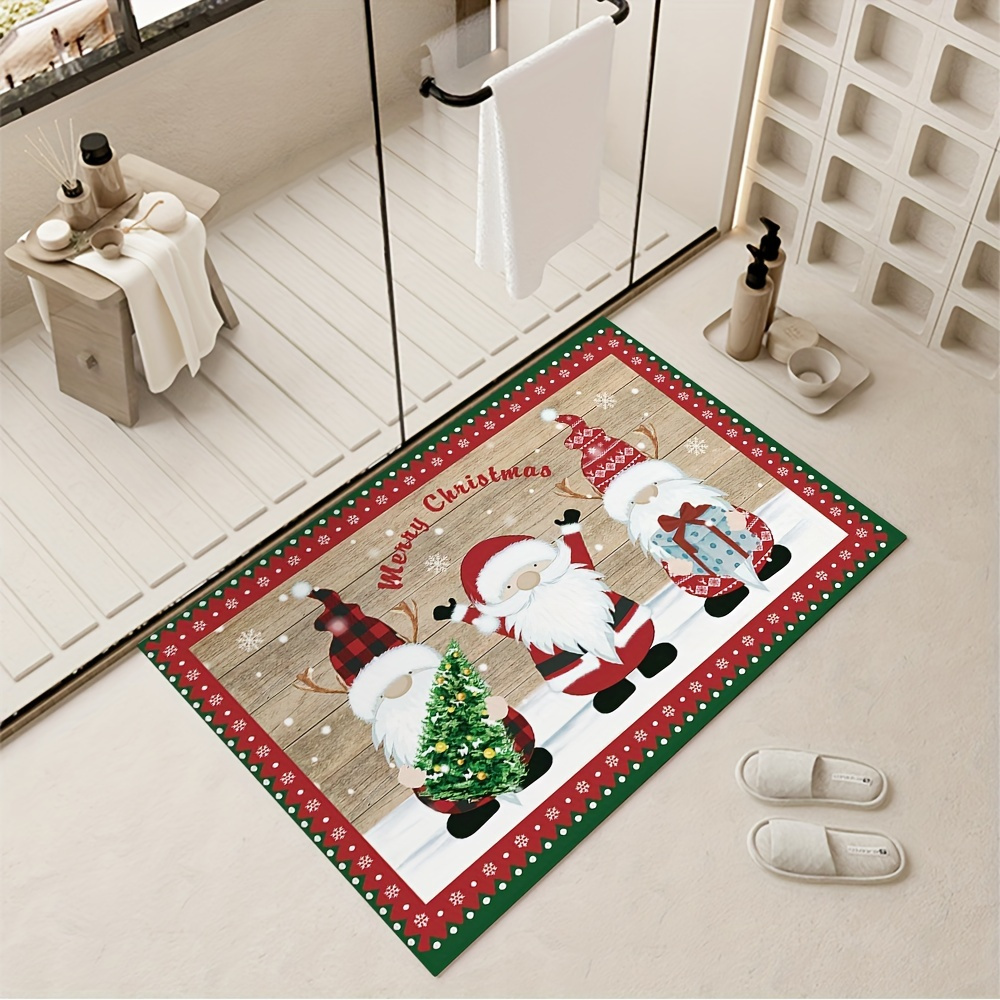 christmas santa claus doormat festive polyester entry mat with non slip backing machine washable holiday decor welcome rug 1pc details 3