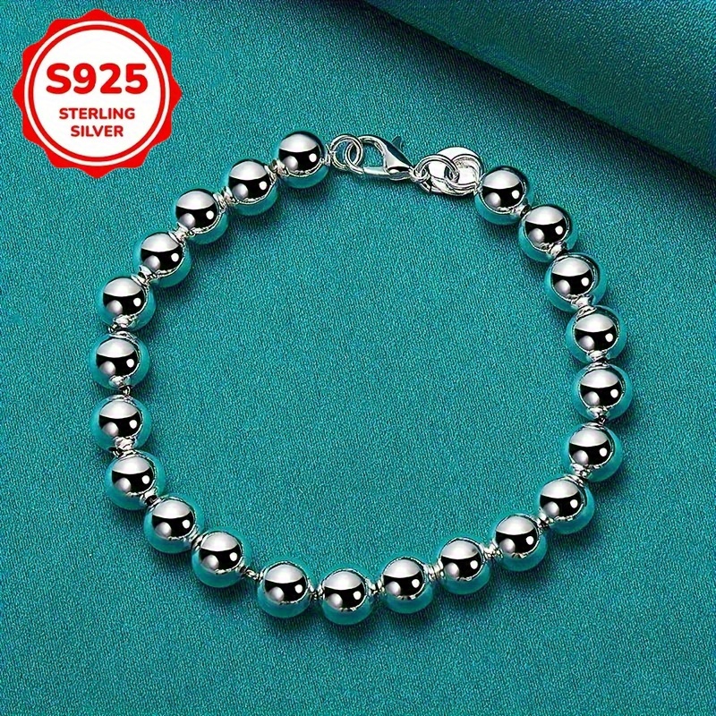 TEMU Bracelet bohème élégant en perles de silvery de 8 mm - Doté d'un design creux et élégant, il est léger, durable et sûr pour , ce qui le idéal