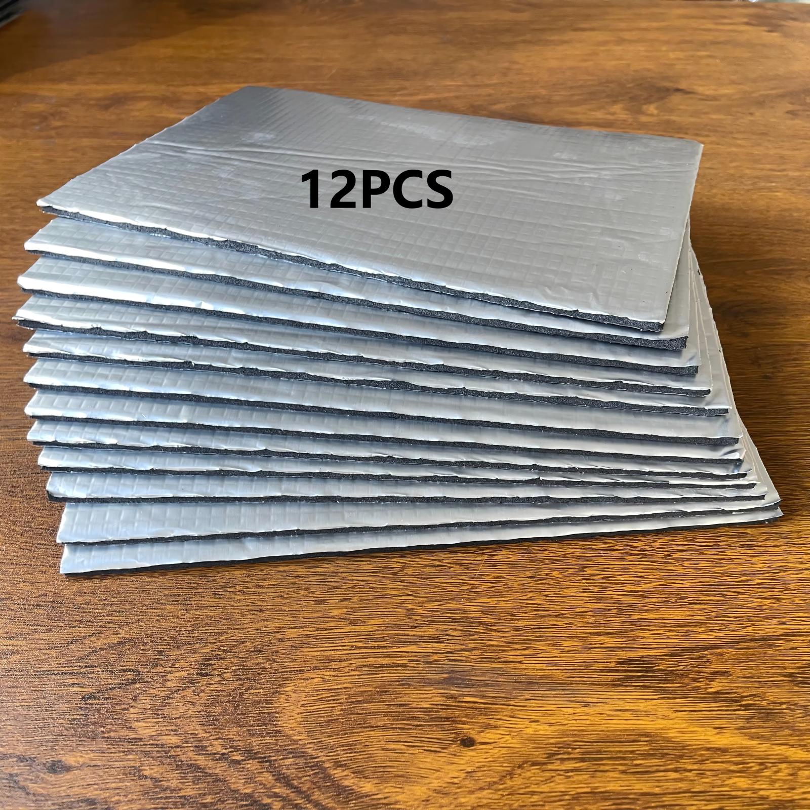 TEMU 12pcs Sound Deadening Car Engine Hood - Aluminum Foil Heat Insulation Pad With Adhesive Backing, 5mm Thick, Noise Reduction Universal Vehicle