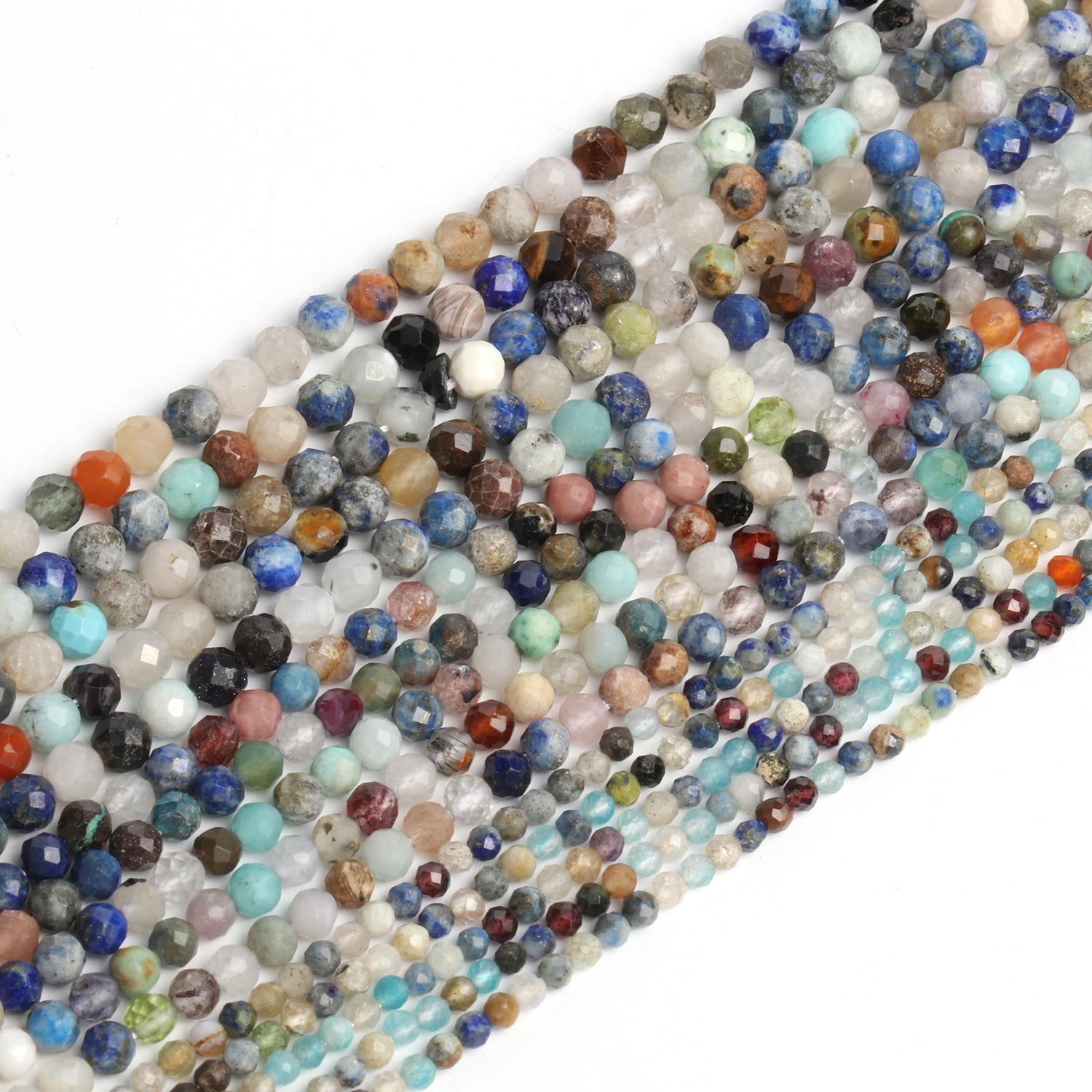 TEMU Perline piccole sfaccettate in pietra naturia /3/4mm, perline eleganti sciolte distanziate per braccialetti, collane, orecchini splendidi fai da