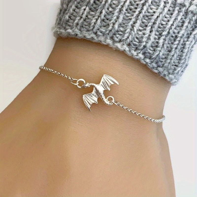 TEMU Exquisite 925 Silver Dragon Bracelet & Ankle Chain, Dragon Jewelry, Silver Bracelet