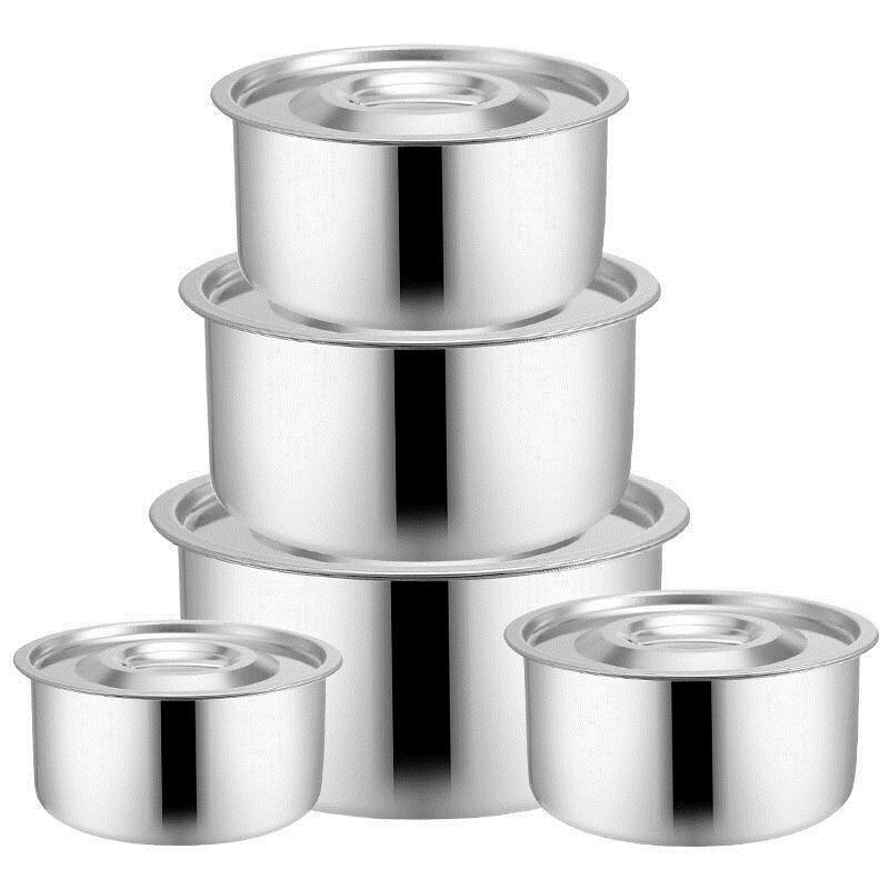 3 5pcs set stainless steel cooking pot with lid universal for induction cooker gas stove electric pottery stove seasoning jar salad basin thai pot kitchen and restaurant supplies for christmas parties and ramadan   hotel kitchen details 2