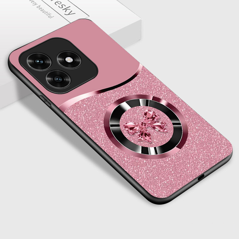 TEMU Phone Case - Case X5c Phone Case, Pink Background With Crystal Bow Pattern Stylish Glossy Casing Back Cover Gift