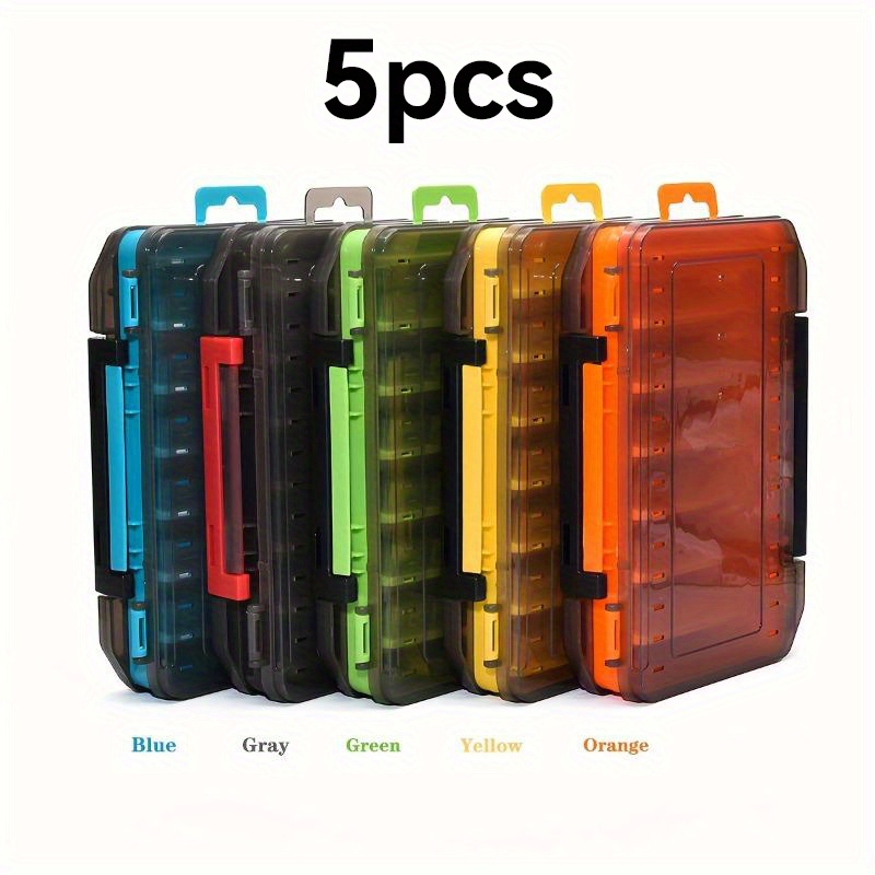 5pcs Set Of Double-sided Lure Boxes Fishing Gear Additions Storage Box Hard Bait Pencil Squid Lure