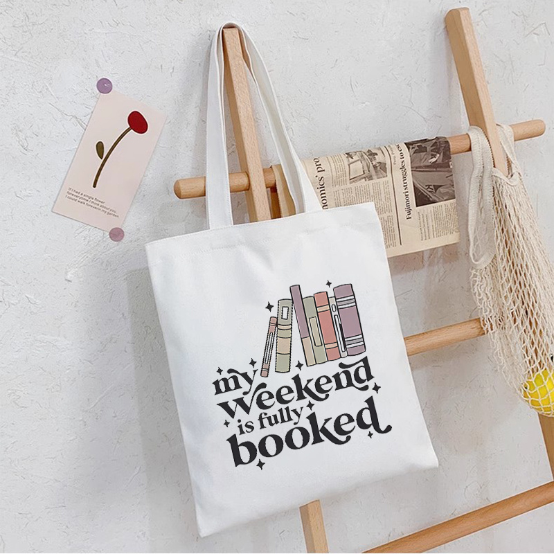 

Stylish Canvas Tote Bag For , Elegant Print Handbag With Fixed Shoulder Strap, Ideal For Daily Use And Gifts - White, Library, Shopping Bag, Suitable & Birthday