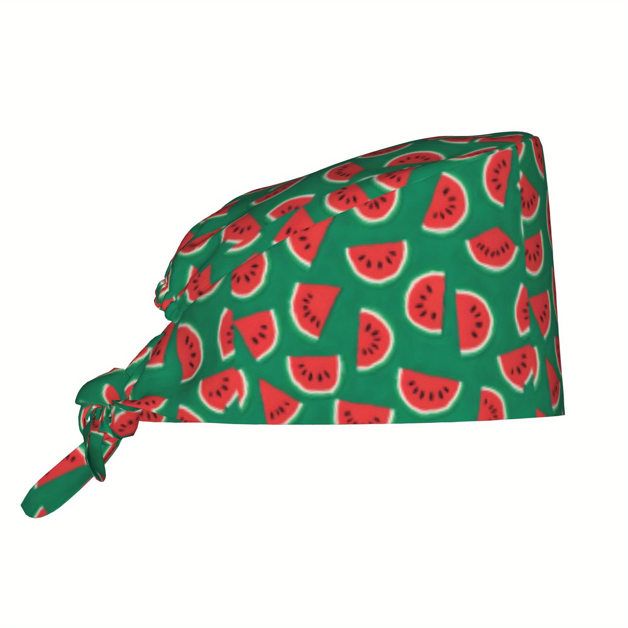 TEMU 1pc Bonnet Ajustable à Imprimé Pastèque - Léger et Respirant, Casquette de Cuisine Anti-Poussière pour Femmes avec Attache au Dos Non-Élastique,