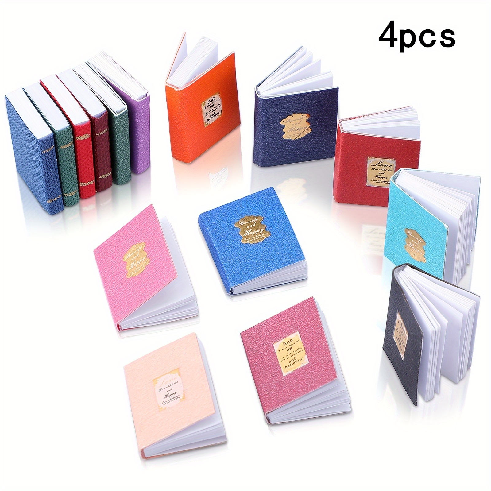 2/4/8pcs Random Color Miniature Books Set, Dollhouse Library And Study Room Decor, Mini Notebook Model Kit For Diy Dollhouse Accessories