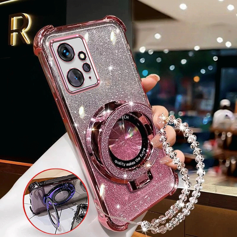 TEMU para teléfono: para Redmi Note 12 4G con soporte magnético de succión, lujo, esquinas reforzadas antigolpes, con pulsera, cobertura completa,