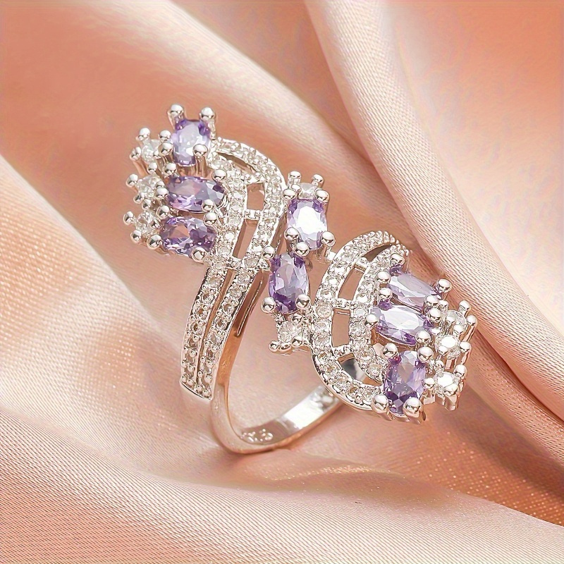 CZ Copper Ring December Birthstone for Casual Attire & Festivals