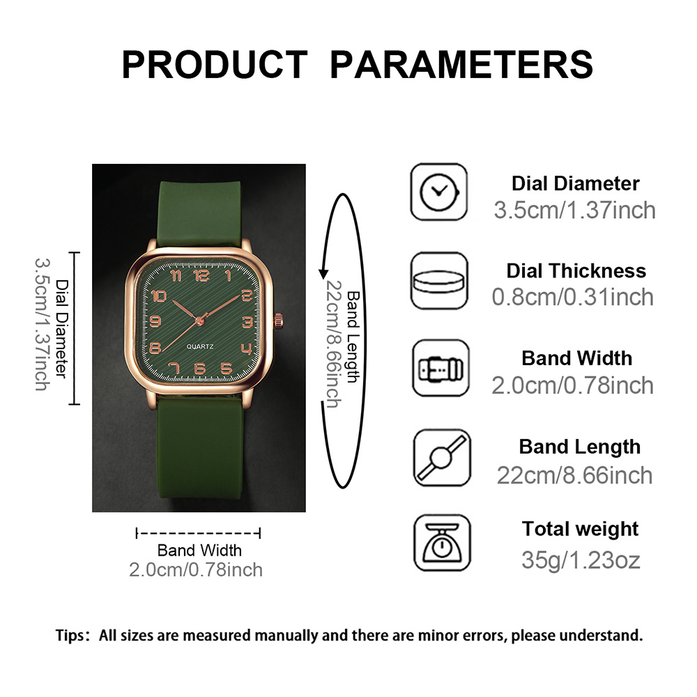 New Women's Quartz Watch, Square Dial Design