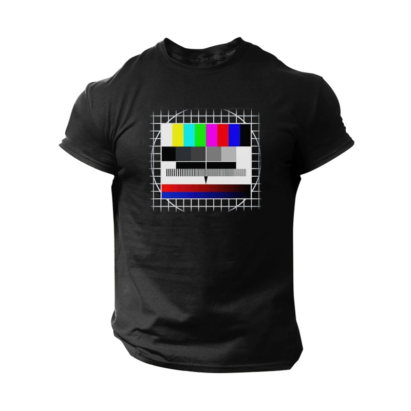 

Illustration Test Card Czarny Spring And Summer Men's Short-sleeved T-shirts Printed Tops Summer T-shirts