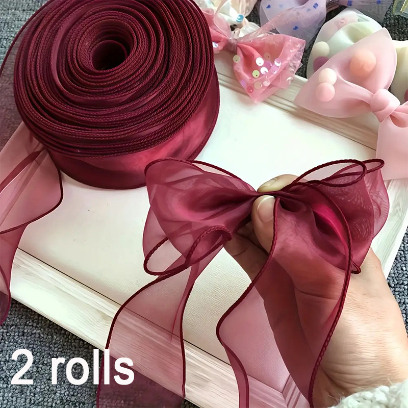 TEMU 20 Yards Velvet Lint - Organza met - Kleur Bruiloft Boeket Decoratie Lint, Geschikt voor Handgemaakte Boeketten, Cadeauverpakking,