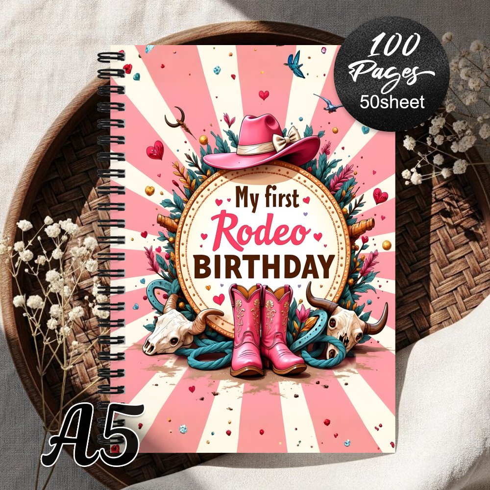 TEMU 1pc Pink Western Rodeo Themed First Birthday Party Guestbooks And Add Polaroid Photos Keepsake Memory Journal Gift For