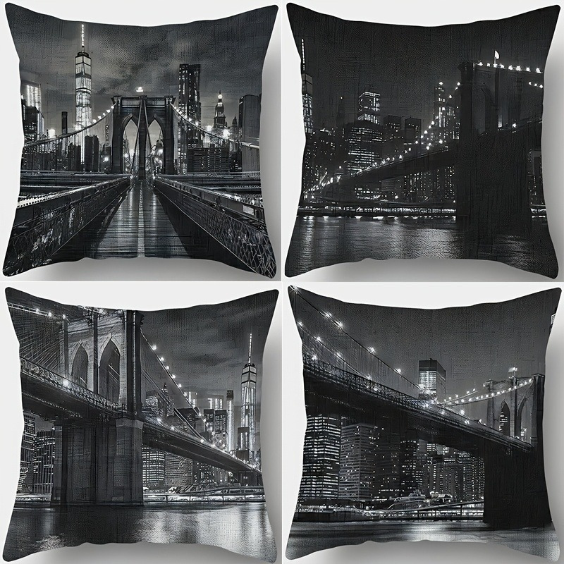 TEMU 4 - Piece Set - View Single - Sided Printed Pillowcases, In Stylish And , Home Decor Sofa Pillowcases, Square Polyester Pillowcases, Modern Sofa