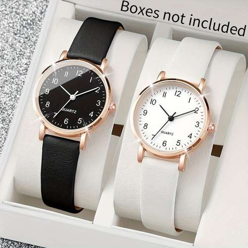 2pcs womens wristwatch simple and elegant quartz watch with hands unisex watch suitable for pairing with formal attire or a look for daily wear a perfect gift for women ladies relatives friends mothers a watch