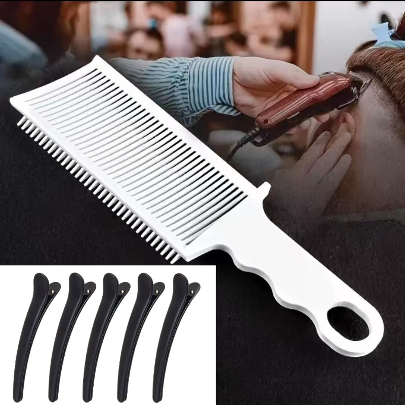 TEMU Ensemble de 6 pièces, peigne de coiffure professionnel pour cheveux raides et ensemble de pinces de sectionnement pour hommes - Peigne de