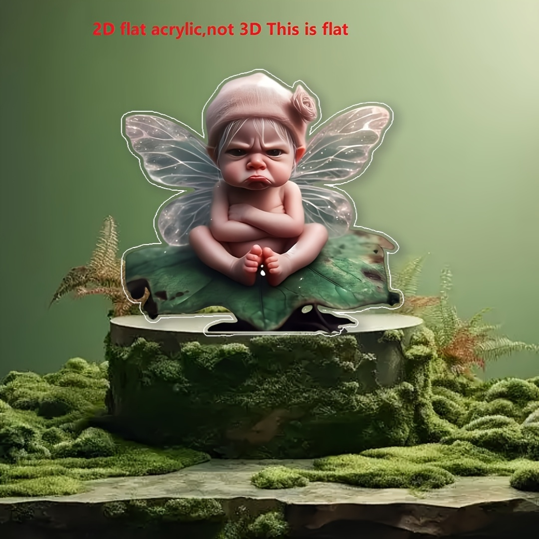 TEMU 2d Flat - 【2d Flat】 2d Flat - [2d Flat] 1pc 2d Flat Acrylic Garden Stake, Child Sitting In A Flower Pot, A Scene Full Of Imagination And Fun.