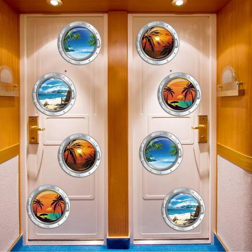 4pcs tropical beach magnets sunset refrigerator stickers home decor for cruise cabin door fridge car