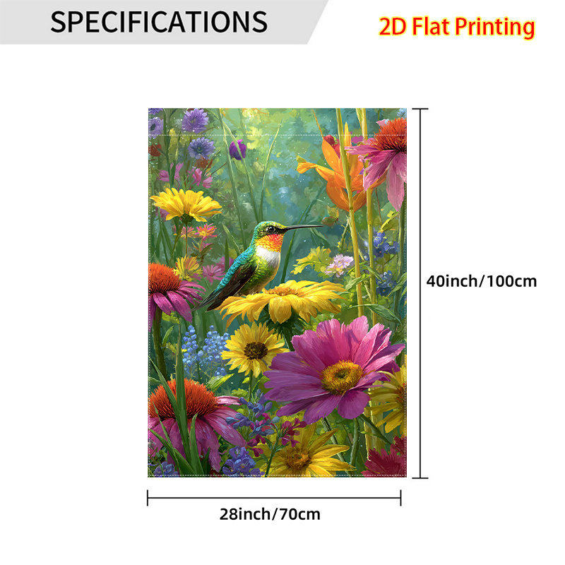 TEMU 1pc Drapeau de jardin double face 28 X 40 pouces avec de fleurs colorées et de , décoration de cour, décoration extérieure, décoration de
