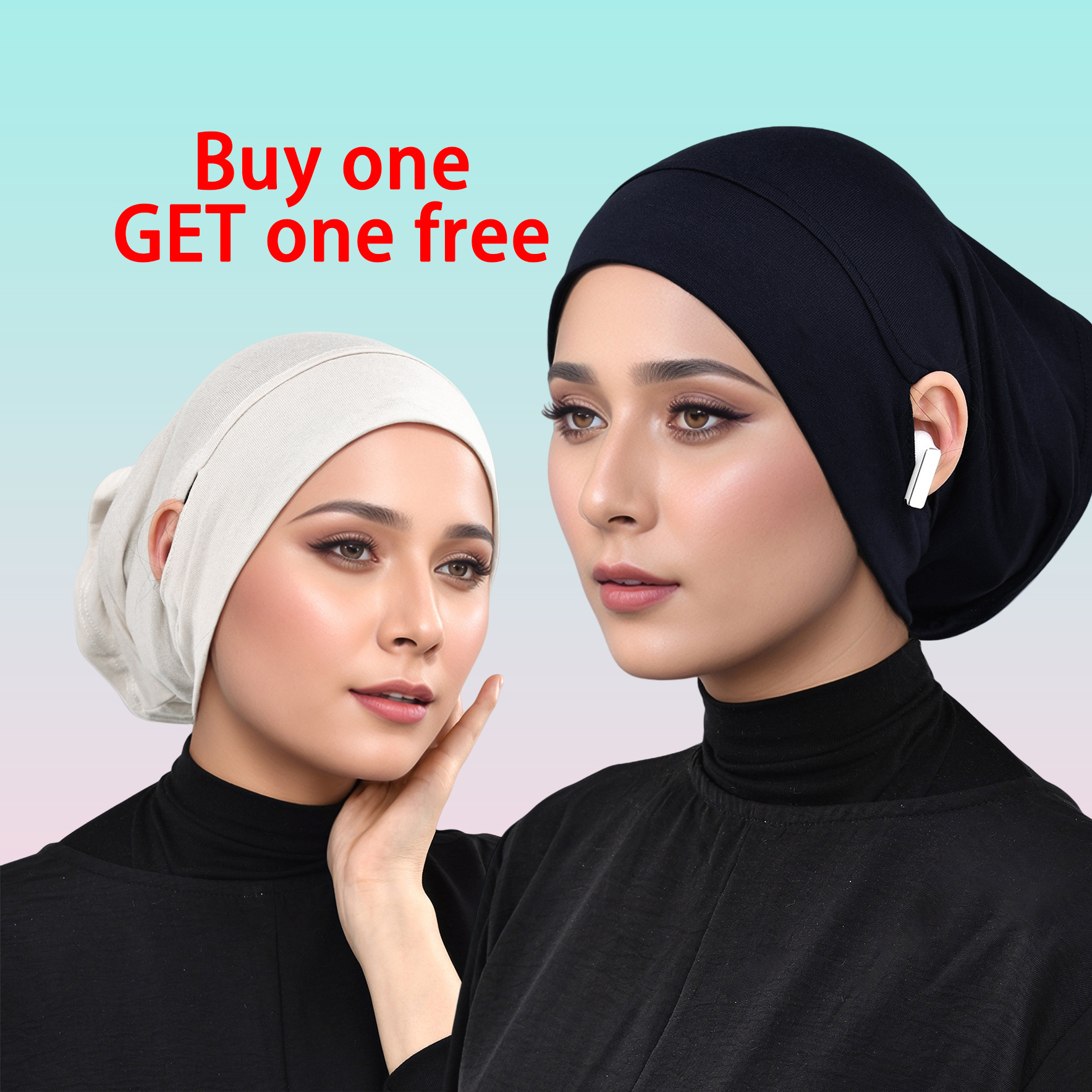 2pcs Fashionable Casual Women Headscarves, Lightweight And Breathable, Daily Wear Out Bottom Hat, , Ears Anti-slip Design