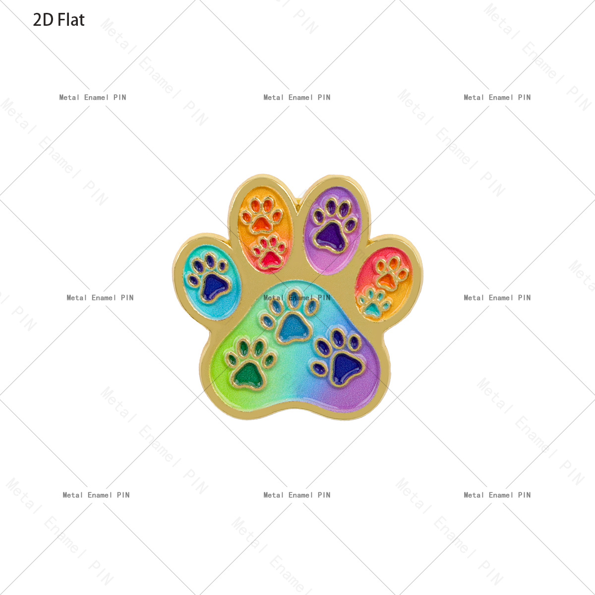 TEMU 2d Flat Cute Dog Paw Print Hard Enamel Pin, Colorful Puppy Footprint Lapel Brooch, Animal Paw Metal Badge Decor For Backpack Jacket Hat, For Dog