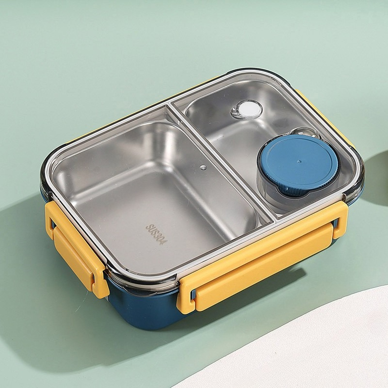 TEMU 1pc Stainless Steel Lunch Box-2-compartment Insulated Lunch Container With Sections, Perfect For Work Meals, Picnics