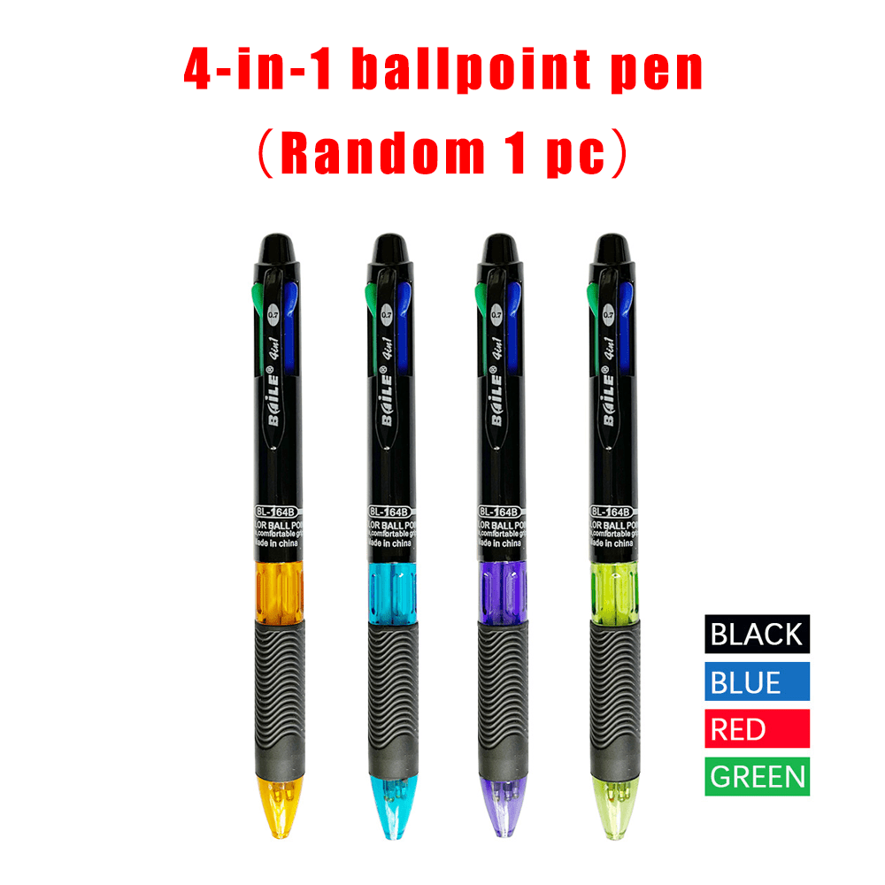 1 Random Color Ballpoint Pen, Ballpoint Pen, 4in 1 Color Pen (0.5mm) Mixed Refills , Multi-functional Pen Writing Office Supplies | Back To L Season | Cheap School Supplies | Entrance Gifts