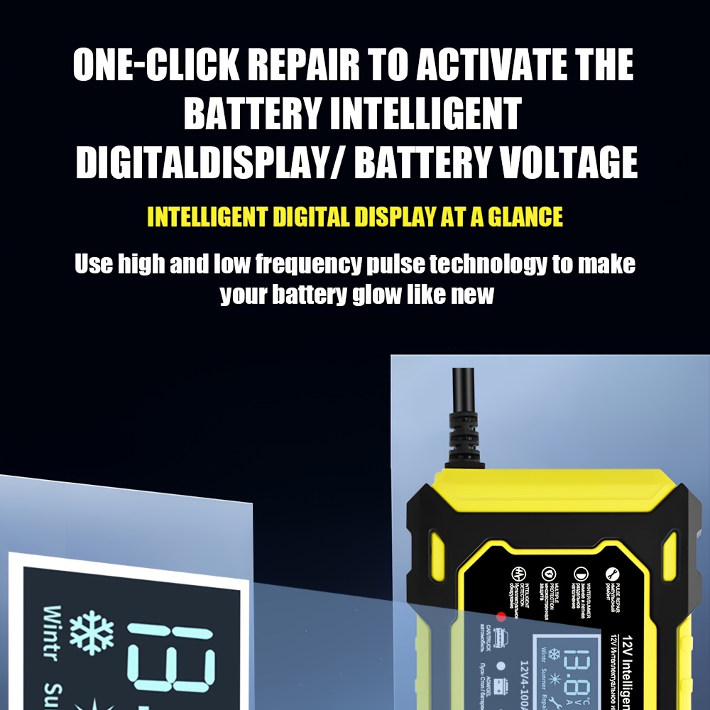 12v 6a паметен полнач за поправка со   и lcd дисплеј | погоден за  , камиони, мотоцикли, косилки за трева и чамци - продолжен век на батеријата, заштита од прегревање, детекција на поларитет, автоматски режим, ce/, без батерија Детали за производот 8