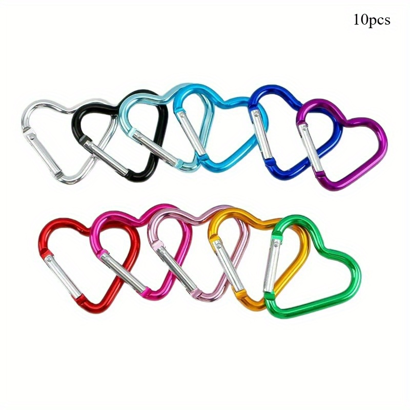 10pcs Love Shape Alloy Spring Peach Heart Color Quick Hanging Ornaments Case Bag Keychain Accessories Random Color